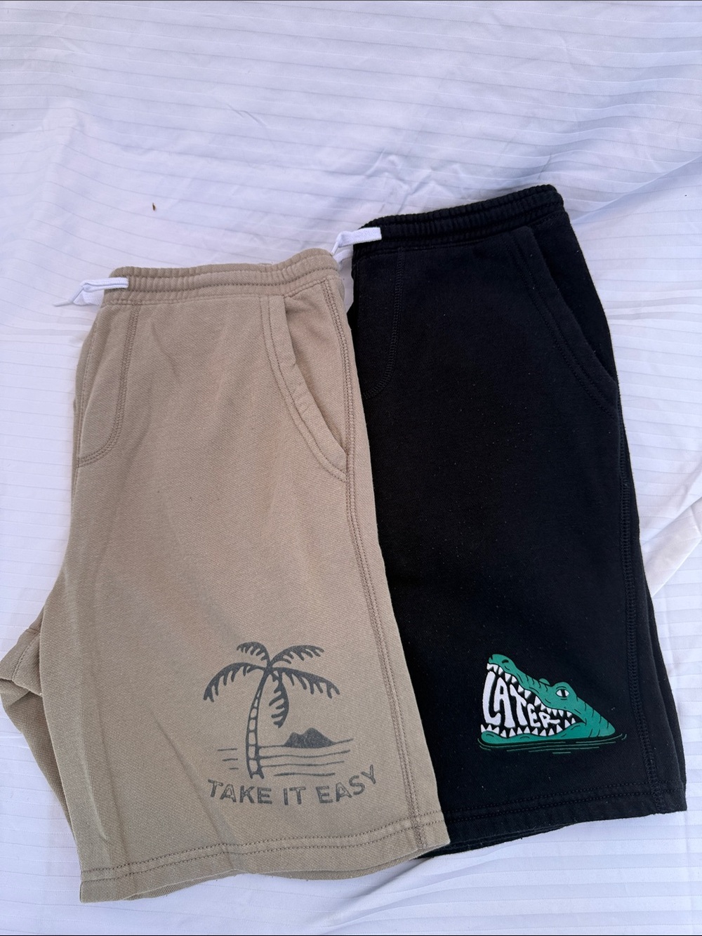 Lot of 2 Kids' Casual Pull-On Shorts in Tan and Black